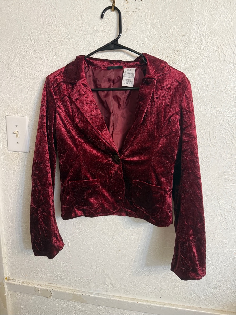 Y2K Vintage Mary Kate and Ashley Women’s Velvet Blazer Jacket - Burgundy